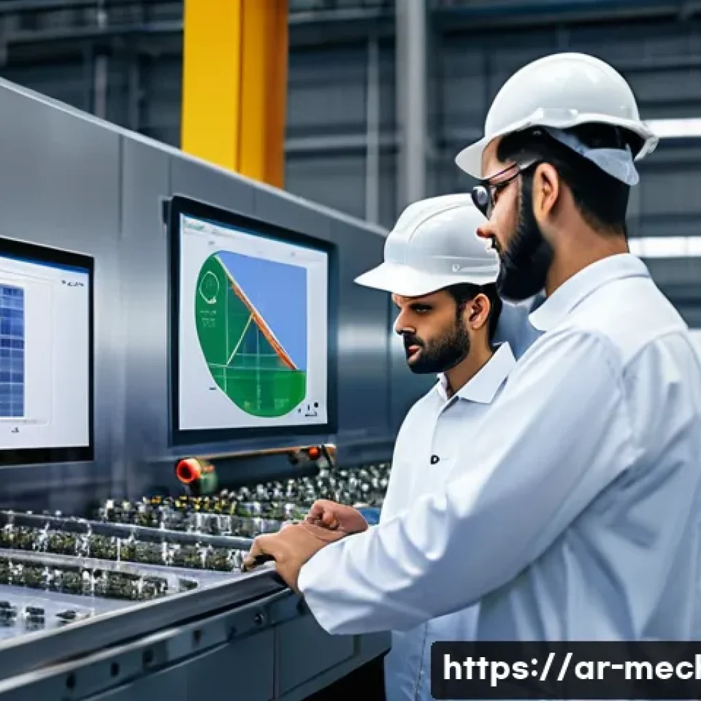 기계설계기사와 산업현장에서의 문제 해결 사례 - A detailed industrial factory scene showcasing advanced mechanical design improvements on a producti...