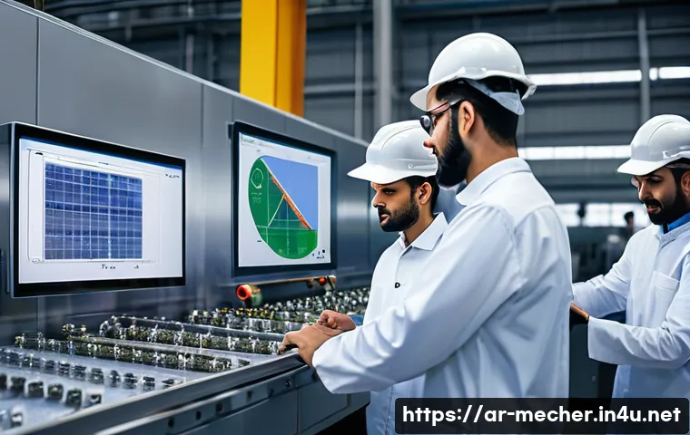 기계설계기사와 산업현장에서의 문제 해결 사례 - A detailed industrial factory scene showcasing advanced mechanical design improvements on a producti...
