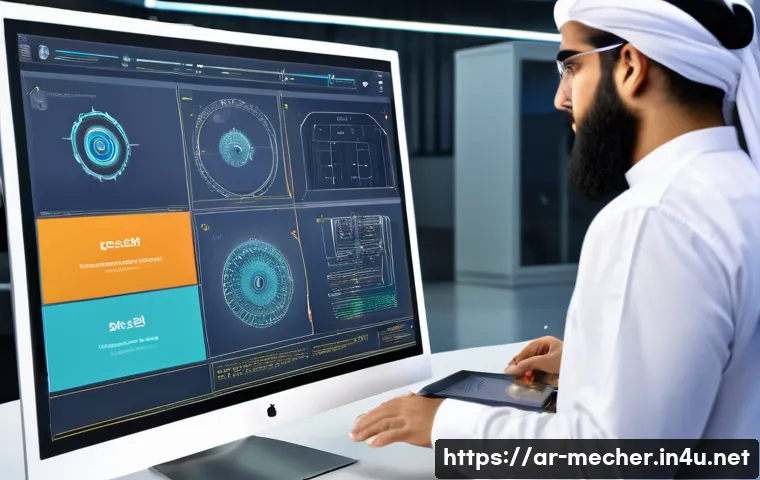 기계설계기사와 고객 맞춤형 설계 사례 - A detailed mechanical engineering workspace scene showcasing an Arabic engineer collaborating with a...